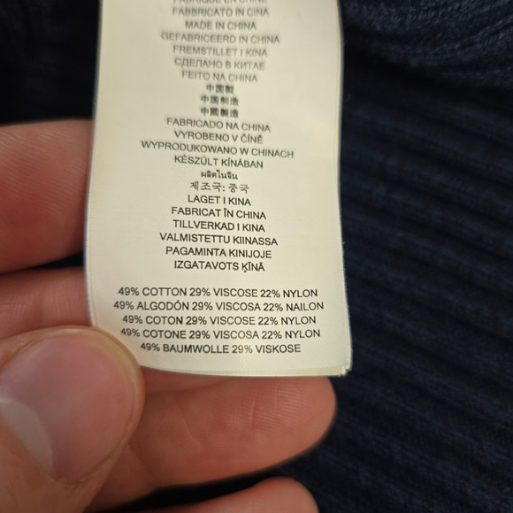 Michael Michael Kors Navy Blue Ribbed Off Shoulder Designer Sweater Size Large - Picture 7 of 8